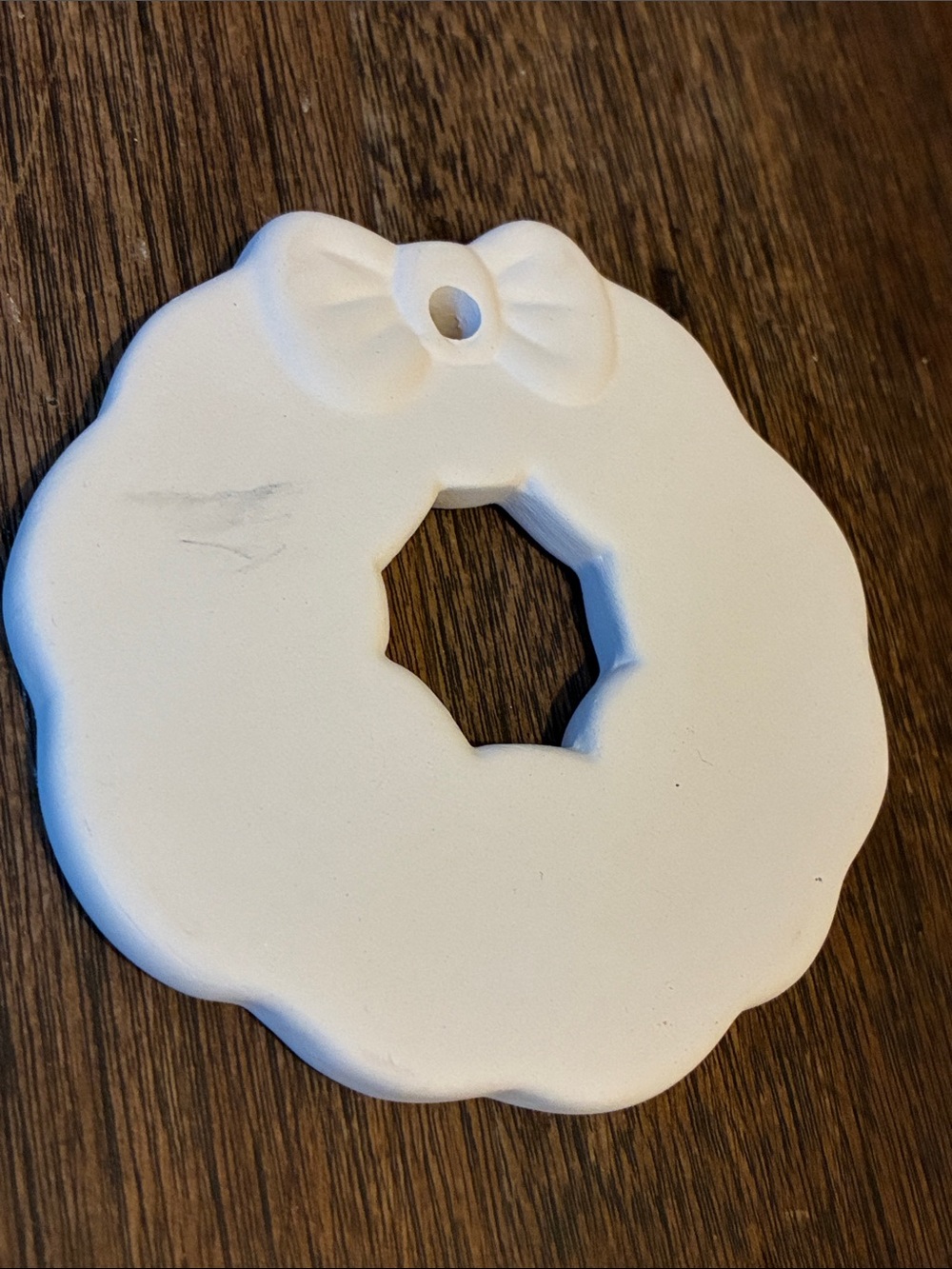 Ceramic Wreath Ornament with Bow